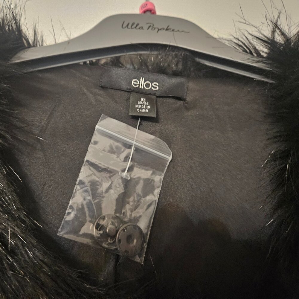 Ellos Women's Black Faux Fur Coat - Picture 2 of 3